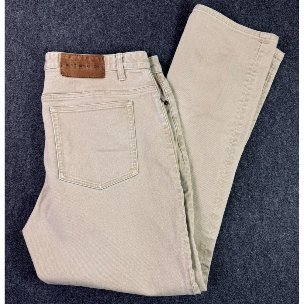 Best Made Co Straight Leg Twill Chino Pants Men's 37x31 Tan Beige Khaki Stretch
